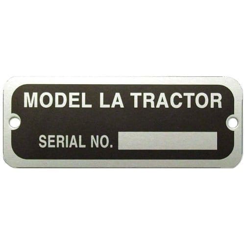 JD Serial Number Tag with Rivets