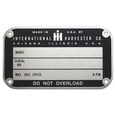 Serial Number Tag