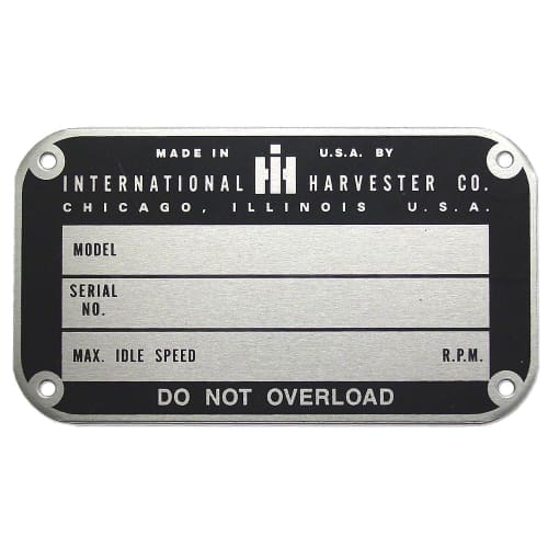 Serial Number Tag