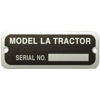 JD Serial Number Tag with Rivets