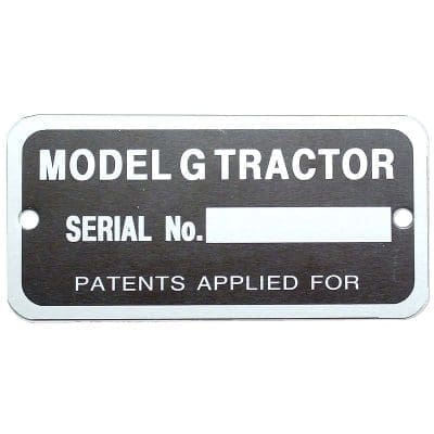 JD Serial Number Tag